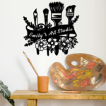 Personalized Art Studio Metal Sign, Artist Gift, Custom Name Wall Art